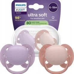 Philips avent smoczek uspokajający ultra soft 6-18m 2szt + etui