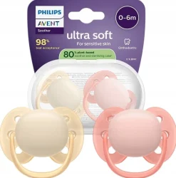 Philips avent smoczek uspokajający ultra soft 0-6m 2szt + etui