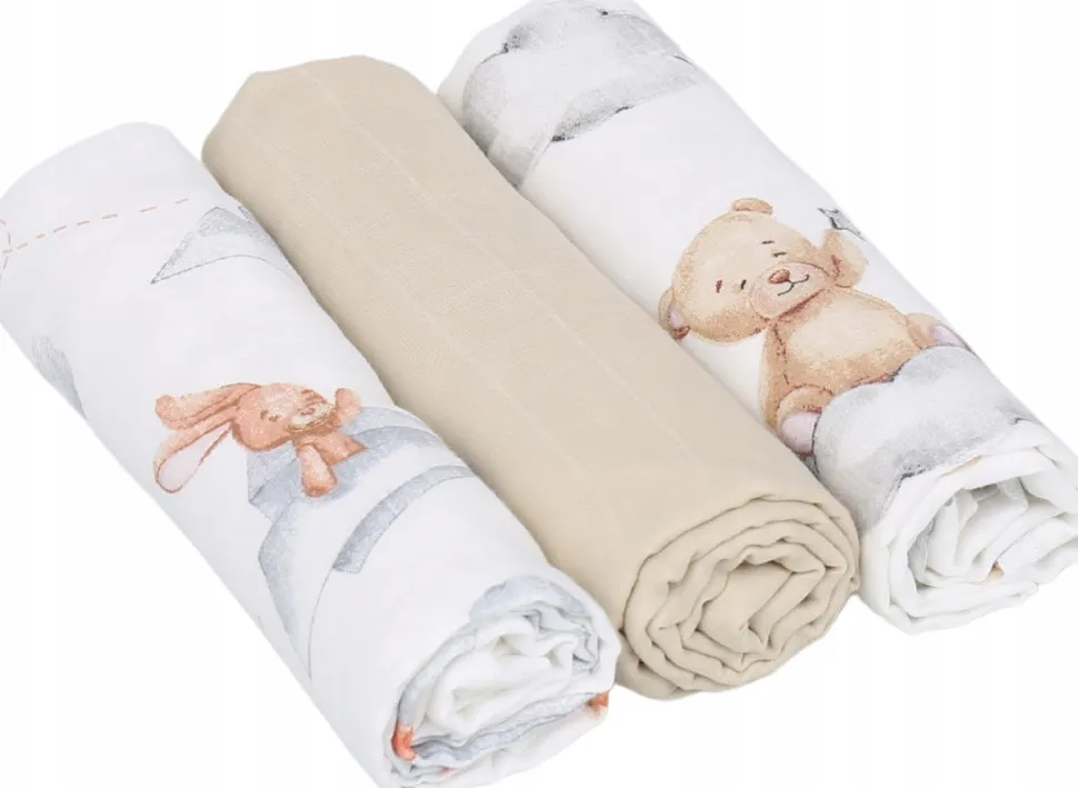 Pieluchy muślinowe pieluszki premium zestaw 3szt 60x75cm Babymam