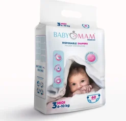 Pieluchy pieluszki jednorazowe babymam midi 3 (6-10kg) 60szt extra care