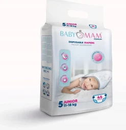 Pieluchy pieluszki jednorazowe babymam junior 5 (11-18kg) 132szt extra care