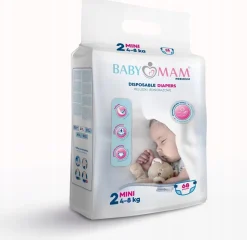 Pieluchy pieluszki jednorazowe babymam mini 2 (4-8kg) 204szt extra care