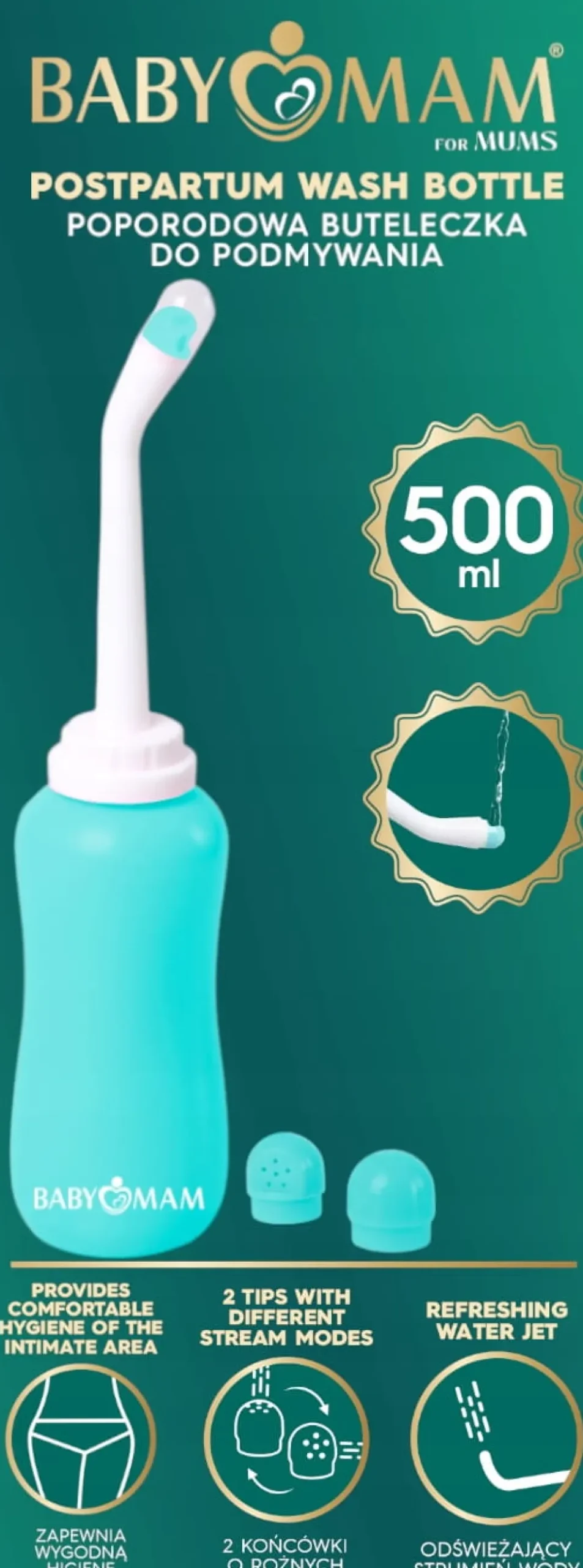 Poporodowa buteleczka do podmywania okolic intymnych 500ml butelka Babymam