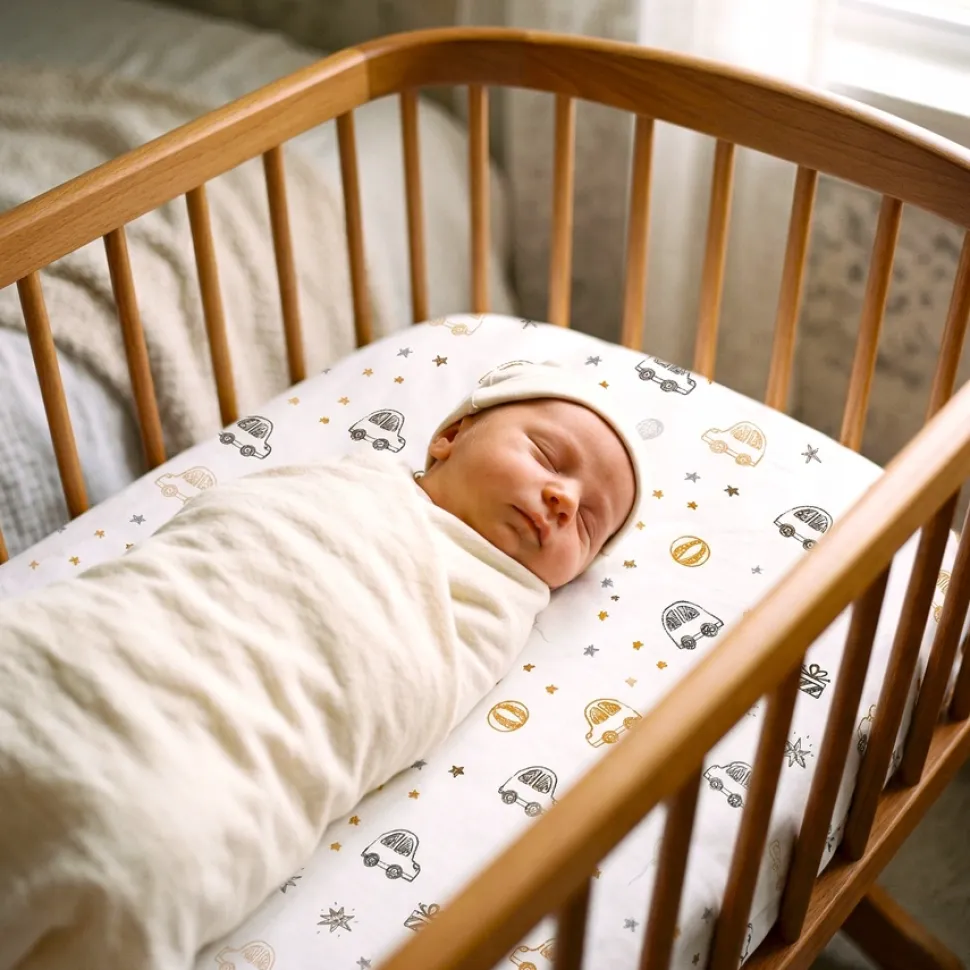 Prześcieradło materiałowe do kołyski 90x40 cm z gumką Babymam