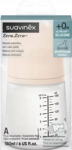 Suavinex butelka zero zero 180ml regulowany przepływ smoczek 0m+