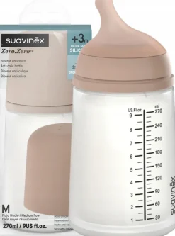 Suavinex butelka ZERO ZERO 270ml antykolkowa silikonowa średni przepływ 3m+