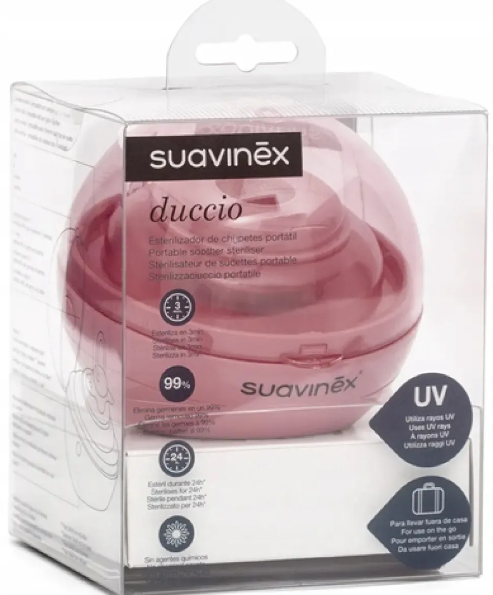 Suavinex przenośny sterylizator UV do smoczków różowy