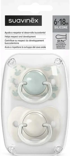 Suavinex smoczek fizjologiczny uspokajający SX Pro 6-18m silikon 2szt