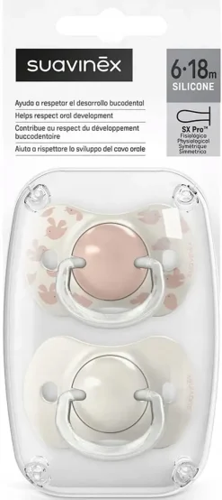 Suavinex smoczek fizjologiczny uspokajający SX Pro 6-18m silikon 2szt