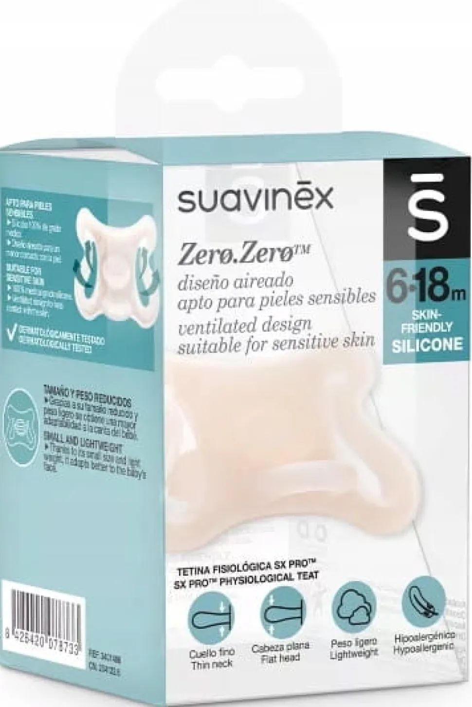 Suavinex smoczek silikonowy fizjologiczny zero zero 6-18m