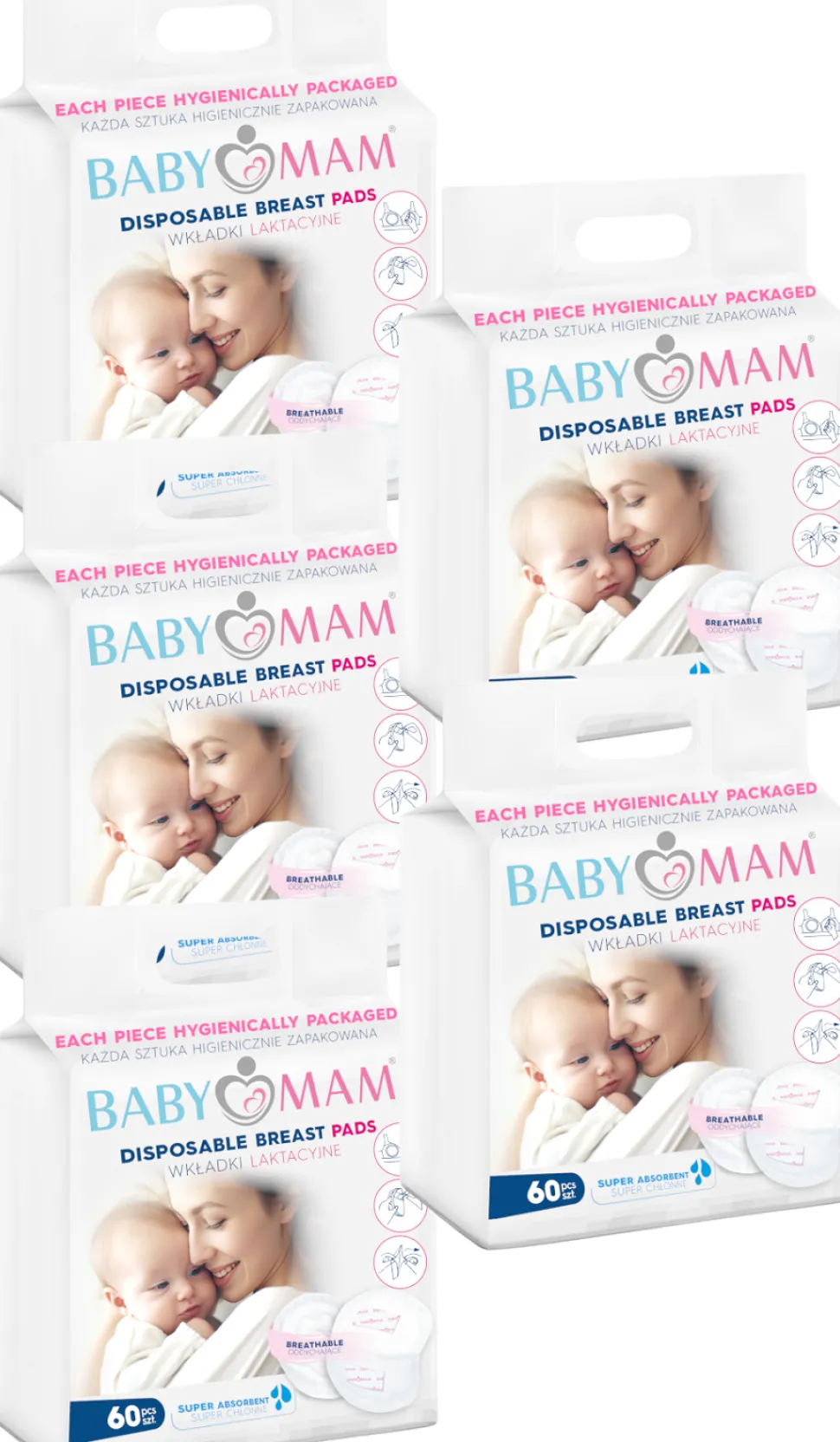 Wkładki laktacyjne superchłonne żelujące 5x60 300szt Babymam