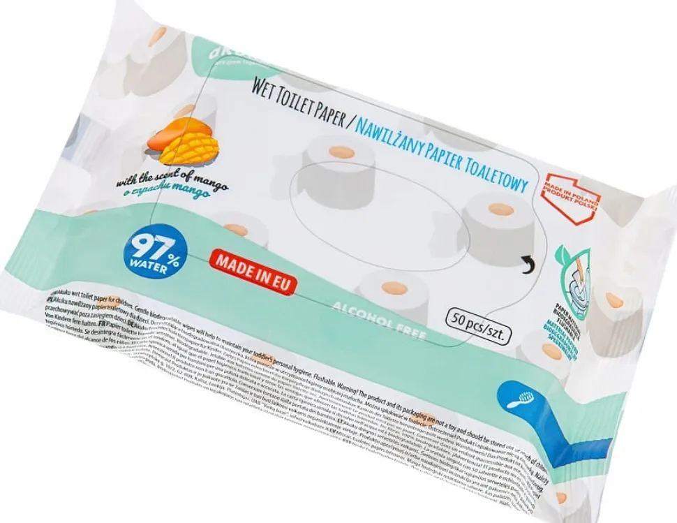 6x Akuku nawilżany papier toaletowy chusteczki 300szt