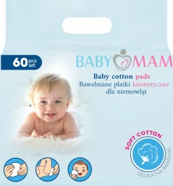 8x płatki kosmetyczne bawełniane dla niemowląt dzieci 60szt Babymam 480szt