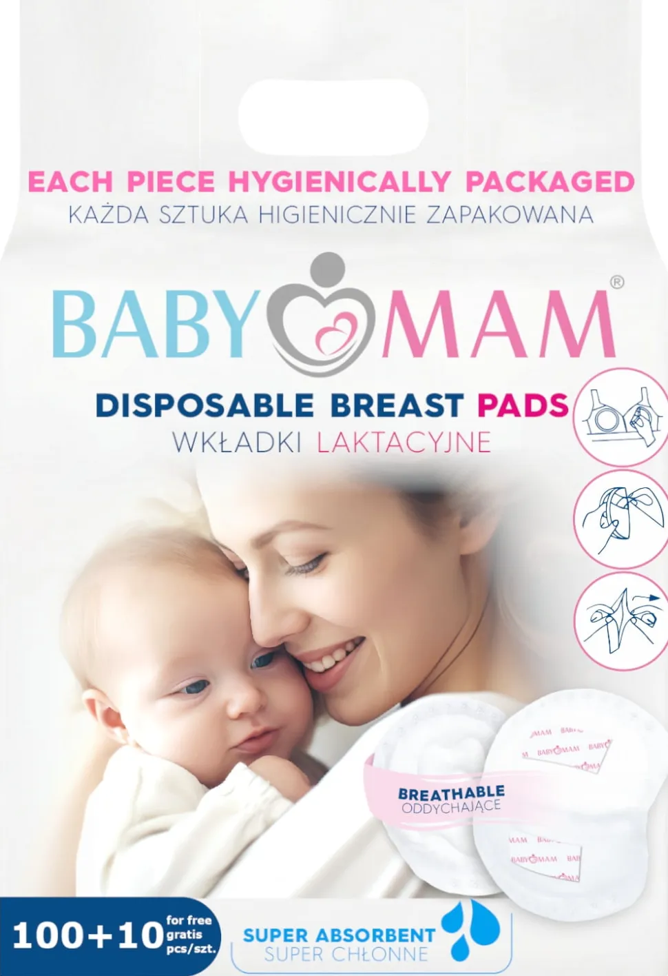 2x Wkładki laktacyjne superchłonne żelujące 220szt Babymam Big Pack