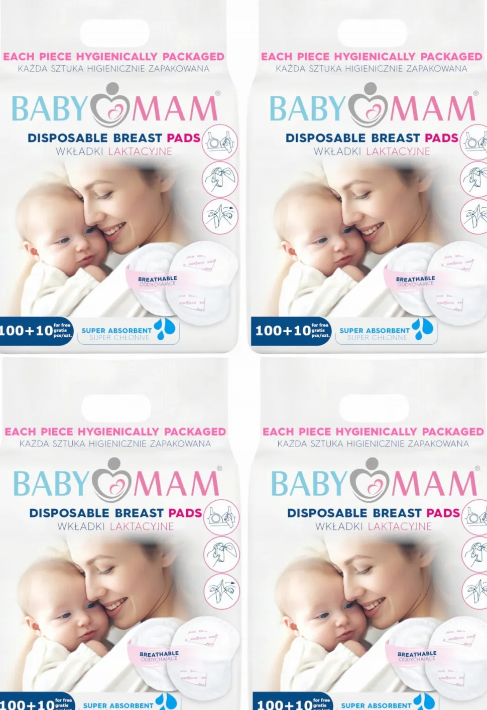 4x Wkładki laktacyjne superchłonne żelujące 440szt Babymam Big Pack